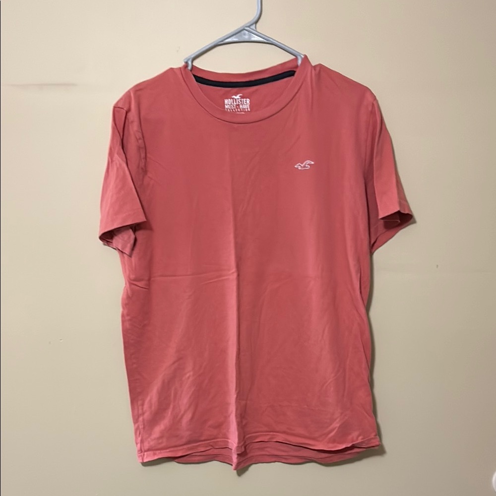 Hollister Men's Short Sleeve Tee in Coral